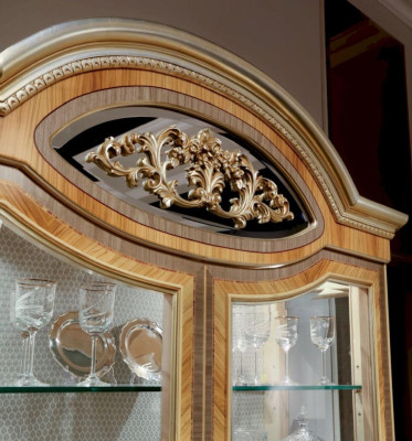 Vitrine Luxe Kasten Vitrines Hout Woonkamer Meubels Goud Beige