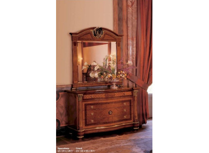 Groep dressoir spiegel slaapkamer hout meubels kast kaptafel bruin nieuw