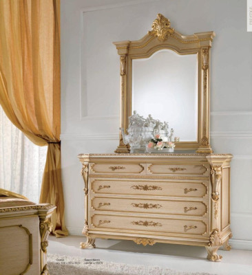 Groep commode spiegel dressoir set kasten slaapkamer beige 2-delig.
