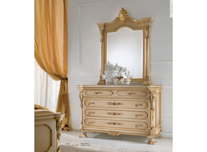 Groep commode spiegel dressoir set kasten slaapkamer beige 2-delig.
