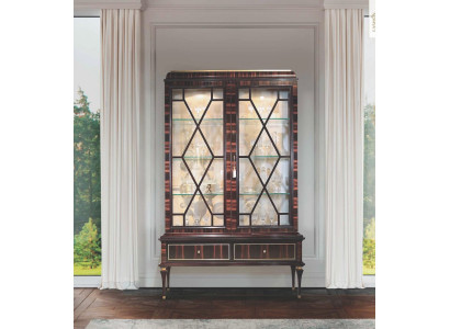Vitrine kasten Vitrines Luxe kast Woonkamer Hout Bruin Glas