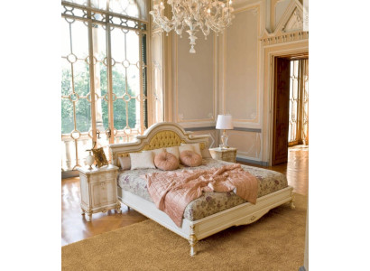 Bed Dubbelbed Chesterfield Luxe Stof Slaapkamer Beige Bedden