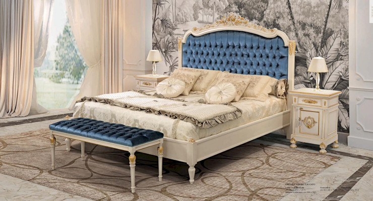 Chesterfield bed tweepersoonsbed luxe stof slaapkamer blauw Bedden