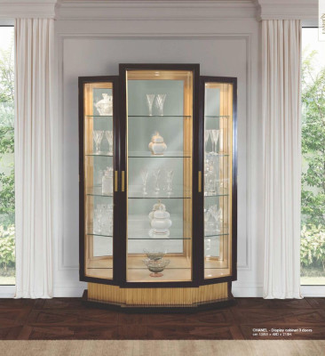 Vitrinekasten Vitrines Luxekast Woonkamer Hout Zwart Goud