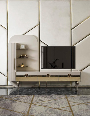 Luxe wandmeubel Italiaanse stijl TV-standaard grijs woonkamer