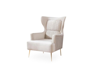 Fauteuil 1-zits bank van textiel stof bank gestoffeerde design meubels nieuw wit.