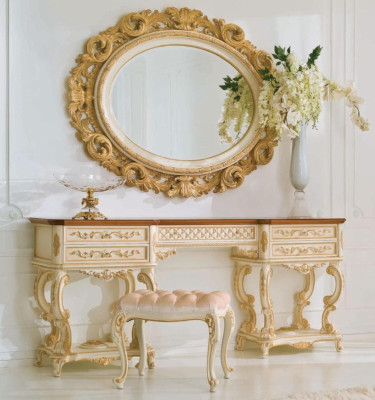Wandspiegel Spiegel Luxus Holz Gold Barock Schlafzimmer Oval 154x127  Wandspiegel Spiegel Luxe Hout Goud Barok Slaapkamer Ovaal 154x127