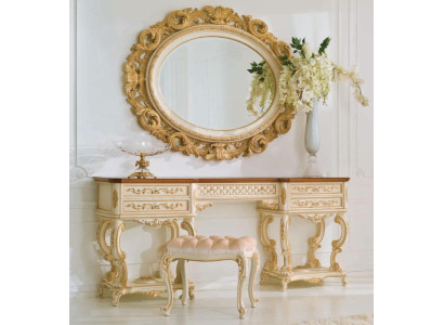 Wandspiegel Spiegel Luxus Holz Gold Barock Schlafzimmer Oval 154x127  Wandspiegel Spiegel Luxe Hout Goud Barok Slaapkamer Ovaal 154x127