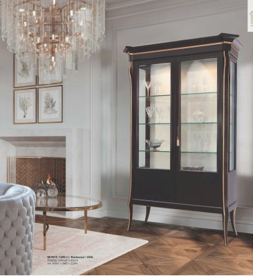 Vitrine kasten Vitrines Luxe kast Woonkamer Hout Zwart Glas