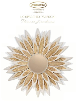 Wandspiegel Spiegel Bloem Rond Luxe Slaapkamer Goud Hout Modern
