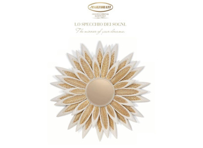 Wandspiegel Spiegel Bloem Rond Luxe Slaapkamer Goud Hout Modern