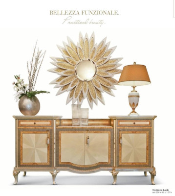 Bloem wandspiegel spiegel luxe hout goud barok slaapkamer beige.