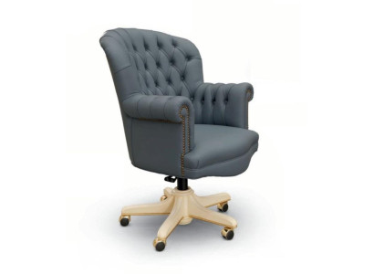 Draaistoel directiestoel fauteuil kantoor draaistoelen Chesterfield blauw luxe