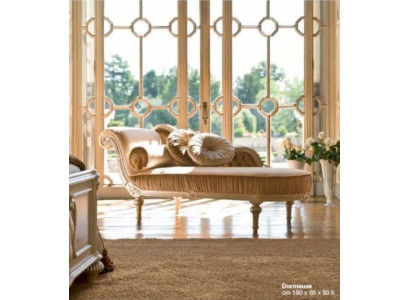 Chaiselongue Ligstoel Chaise Stof Bank Barok Luxe Beige Bekleding Club