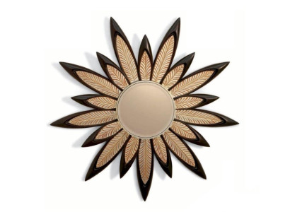 Wandspiegel Spiegel Bloem Rond Luxe Slaapkamer Hout Modern Zwart