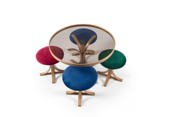 Complete salontafel 4x poef luxe meubels designer inrichting koffietafel