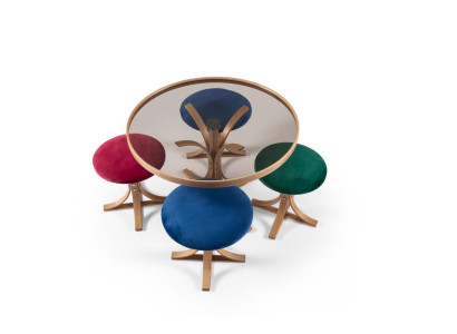 Complete salontafel 4x poef luxe meubels designer inrichting koffietafel