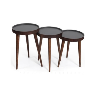 Bruin hout 3x salontafels woonkamer compleet bijzettafel luxe tafels