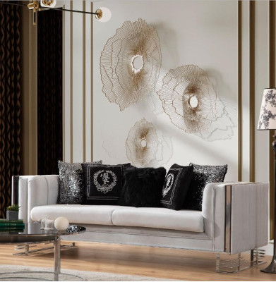 Wit Moderne Stoffen Bank Woonkamer 3-zits Luxe Gestoffeerde Bank.