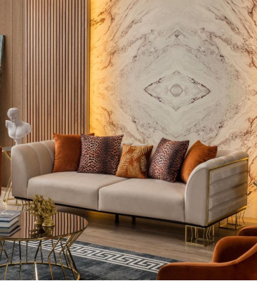 Bankstel 3-zits Exclusieve Beige Woonkamer Driezits Luxe Bankstellen