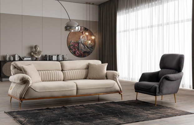 Modern woonkamer set bestaande uit een 3-zitsbank en fauteuil nieuwheid