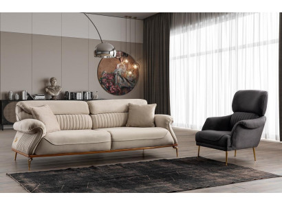 Modern woonkamer set bestaande uit een 3-zitsbank en fauteuil nieuwheid