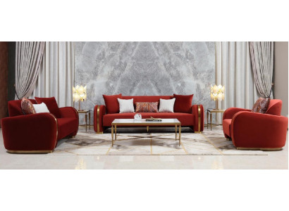 Sofaset 3-zits set designbank bank luxe groep gestoffeerd nieuw