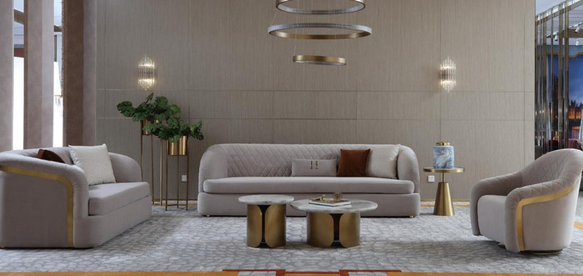 Sofaset 3-zits set ontwerp bankgroep Moderne luxe bekleding nieuw