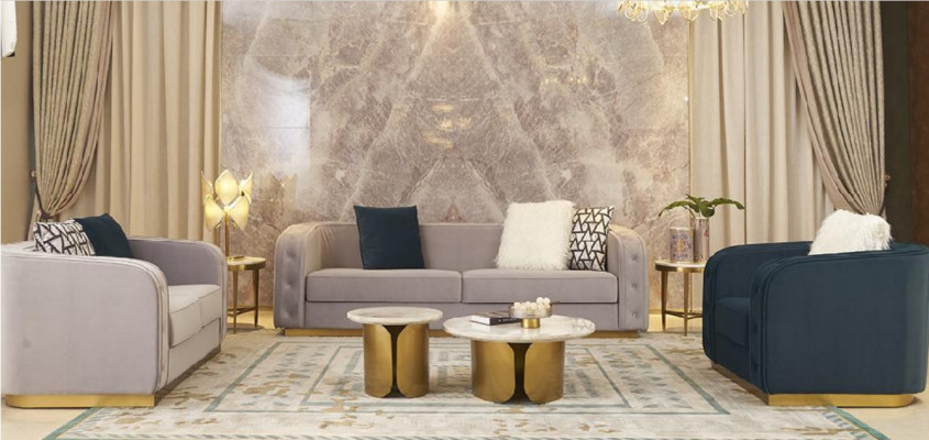 Luxe hotel meubels Zitsbank bankstel gestoffeerde meubels Woonkamer Driezitsbank