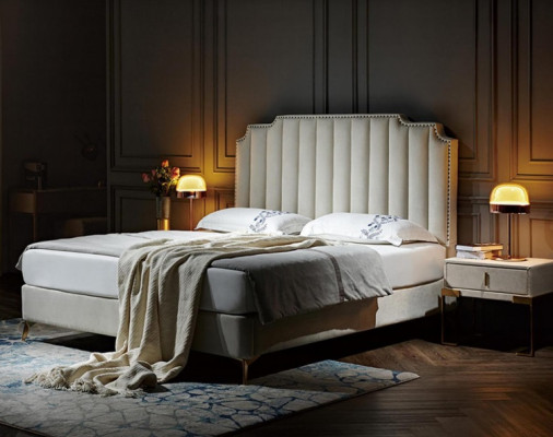 Bed leder 2x nachtkastje 3-delig slaapkamer set meubels modern nieuw luxe bedden