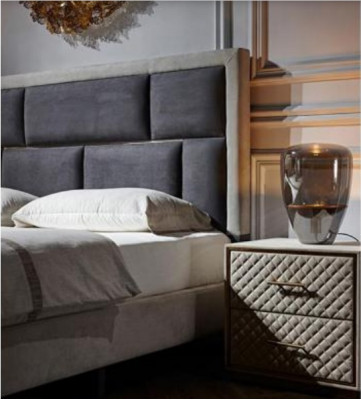 Slaapkamer 3-delig set Bed 2x Nachtkastje Console Bedden Tweepersoonsbekleding Hotel