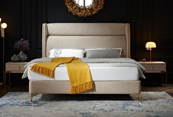 Bed 2x Bedside table 3 pieces Bedroom set Designer hotel suite Beds New