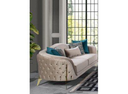 Bankstel 3 zits bank ontwerp woonkamer bekleding hout bekleding moderne luxe grijs