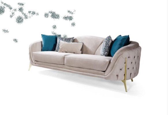 Bankstel 3 zits bank ontwerp woonkamer bekleding hout bekleding moderne luxe grijs