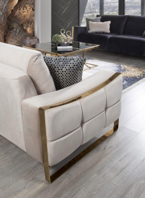 Klassieke bank 3 zits design woonkamer gestoffeerd hout gestoffeerd modern luxe wit