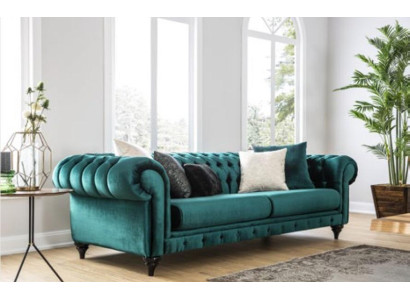 Klassieke Chesterfield driezitsmeubelbank Luxe bank Groen 3-zitsbanken