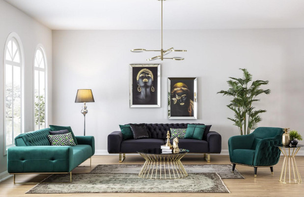 Moderne bank 4 zit ontwerp woonkamer stoffering houtbekleding moderne luxe