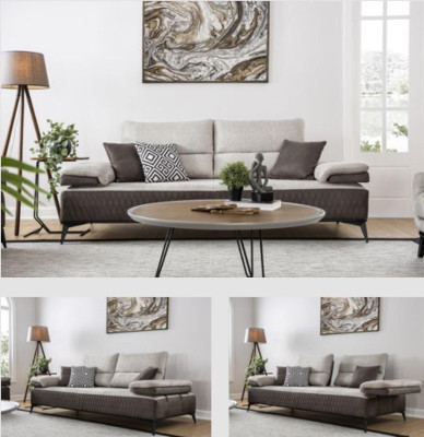 Luxe driezits Moderne bank meubels Grijs Bankstellen Klassieke banken Stof Textiel