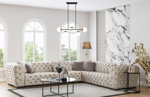 Chesterfield gestoffeerde bankbank bank hoekbank set stoffering luxueuze hoekbanken nieuw