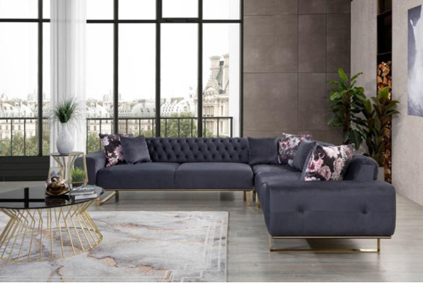 Hoekbank bank gestoffeerde meubelset Chesterfield hoekbank bank stof