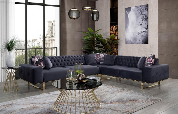 Hoekbank bank gestoffeerde meubelset Chesterfield hoekbank bank stof