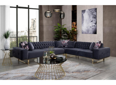 Hoekbank bank gestoffeerde meubelset Chesterfield hoekbank bank stof