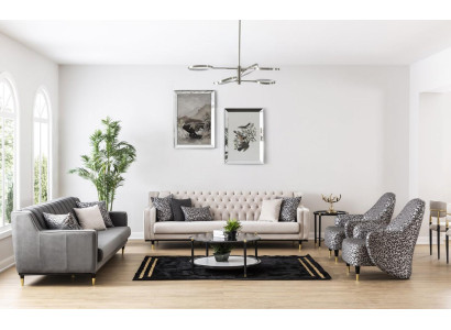 Luxe set van 5 stuks bankstel 3+3+1+1 zits bank salontafel bank fauteuil