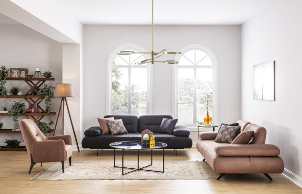 Sofaset van 4+3+1 zits Design Bankstel Bekleding Banken Bank Modern Luxe Nieuw