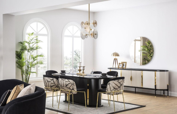 Eetkamer Eettafel Stoel 6x Stoelen Tafel Tafels Metaal Eetgroep Set 7-delig Nieuw