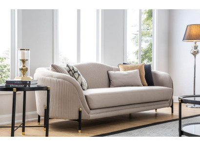 Bankstel 3-zits gestoffeerde bank beige textiel zitdesign bank banken stof modern nieuw