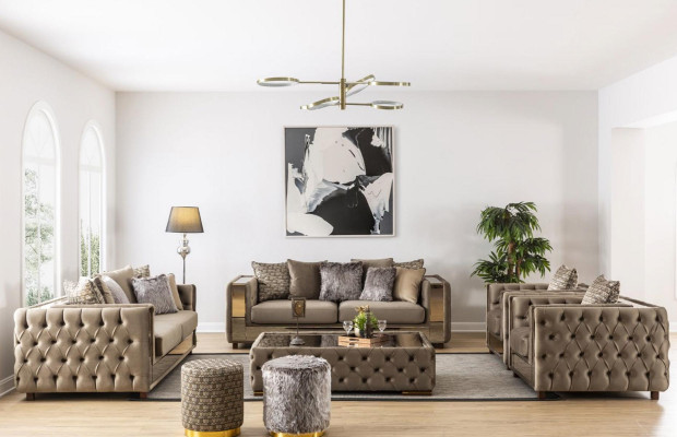 Chesterfield bank 4-zits woonkamer modern design blauwe banken van textiel