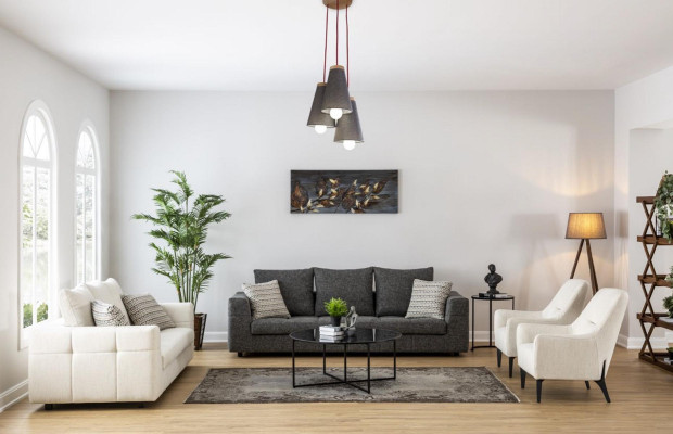 Luxe bankstel 4 zit stof Woonkamer Modern design grijs Banken Bekleding Bankstellen