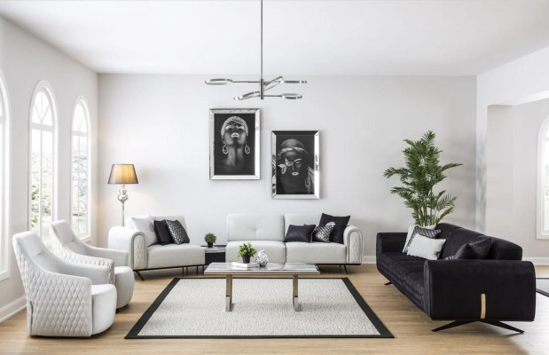Luxe Bankstel 4-zits Leder Woonkamer Modern Design Banken Bekleding Banken