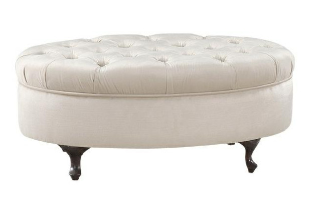 Lederen krukje Rond krukje Chippendale krukje Klassieke Ottomaanse - Model V-Ottomaanse